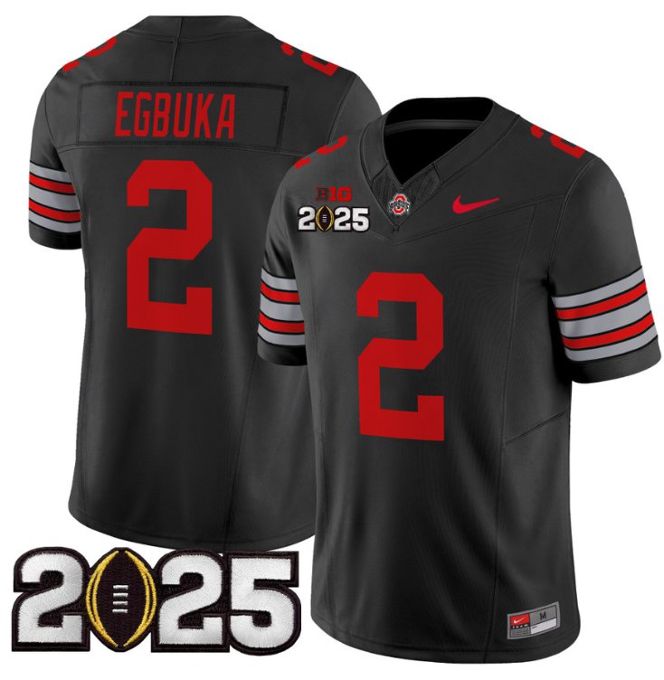 Men's Ohio State Buckeyes #2 Emeka Egbuka F.U.S.E. 'Heritage Stripe' 2025 CFP Final Patch Black Limited Stitched Jersey