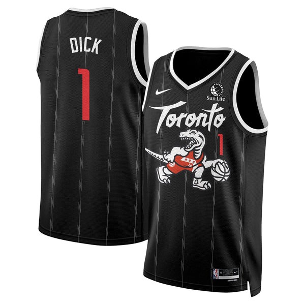 Men's Toronto Raptors #1 Gradey Dick 2025-26 City Edition Stitched Jersey Black
