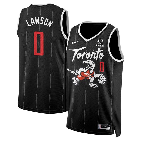 Men's Toronto Raptors #0 A.J. Lawson 2025-26 City Edition Stitched Jersey Black