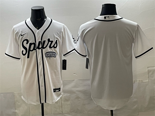 Men's San Antonio Spurs Blank White Stitched Baseball Jersey