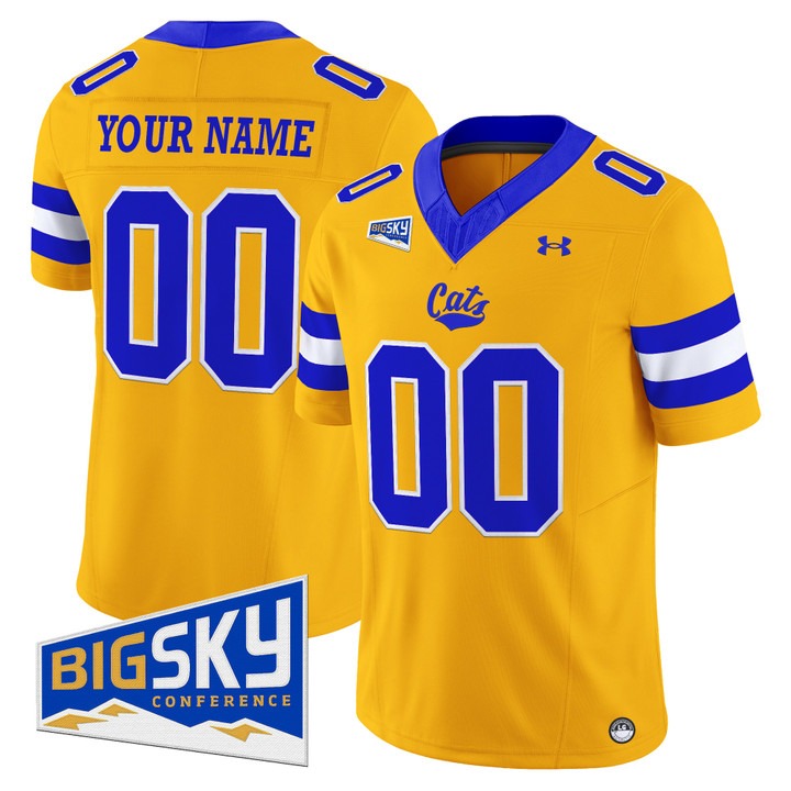 Men's Montana State Bobcats Football Custom 2025 Vapor Limited Stitched Jersey Gold