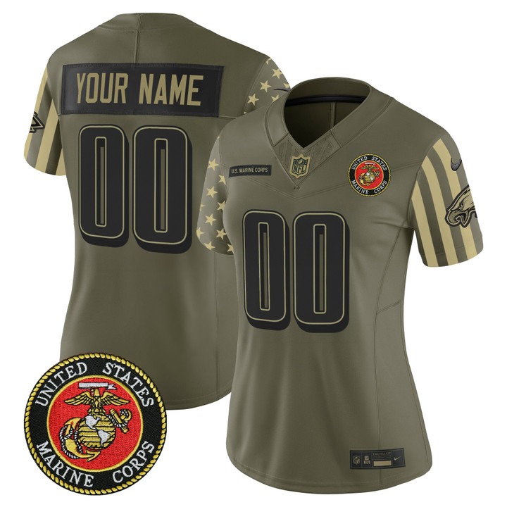 Women's Philadelphia Eagles x U.S. Military Veteran Marines F.U.S.E. Vapor Limited Custom Stitched Jersey