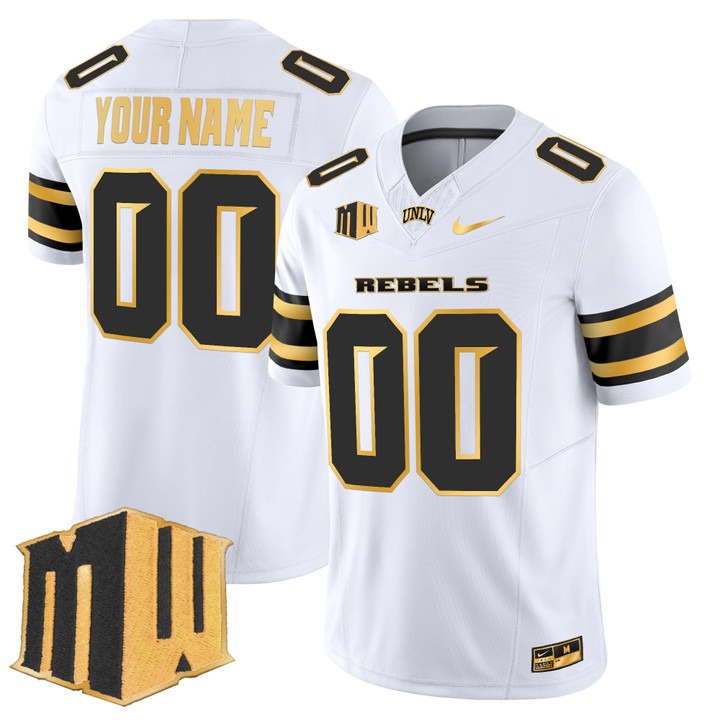 Men's UNLV Rebels Custom White Gold 2025 F.U.S.E. Vapor Limited Stitched Jersey