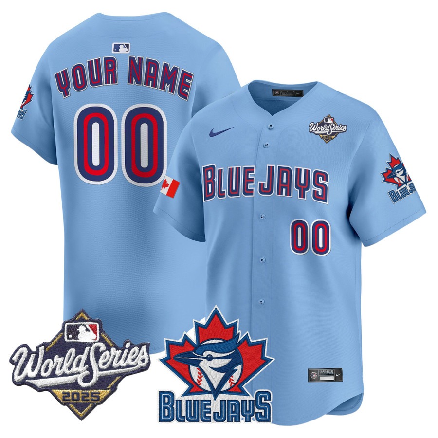 Men's Toronto Blue Jays Custom 2025 World Series Vapor Premier Limited V3 Stitched Jersey - Powder Blue