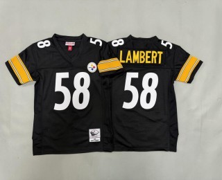 Youth Pittsburgh Steelers #58 Jack Lambert Black 1975 Throwback Stitched Jersey