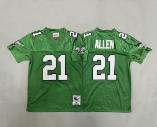 Youth Philadelphia Eagles #21 Eric Allen Kelly Green 1990 Throwback Stitched Jersey