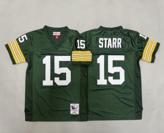 Youth Green Bay Packers #15 Brat Starr Green 1969 Throwback Stitched Jersey