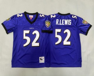 Youth Baltimore Ravens #52 Ray Lewis Purple 2000 Throwback Stitched Jersey