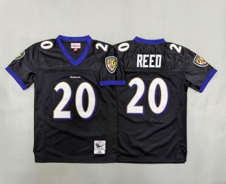 Youth Baltimore Ravens #20 Ed Reed Black 2004 Throwback Stitched Jersey