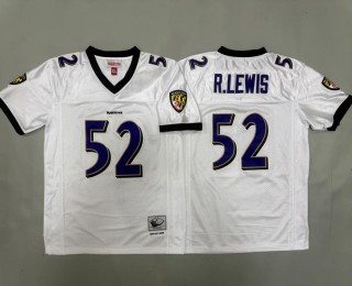 Youth Baltimore Ravens #52 Ray Lewis White 2000 Throwback Stitched Jersey