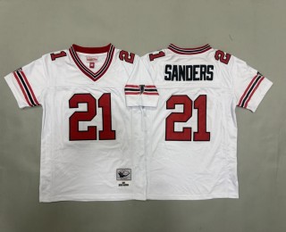 Youth Atlanta Falcons #21 Deion Sanders White 1989 Throwback Stitched Jersey