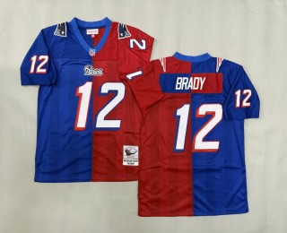 Men's New England Patriots #12 Tom Brady Red Blue Throwback Stitched Jersey