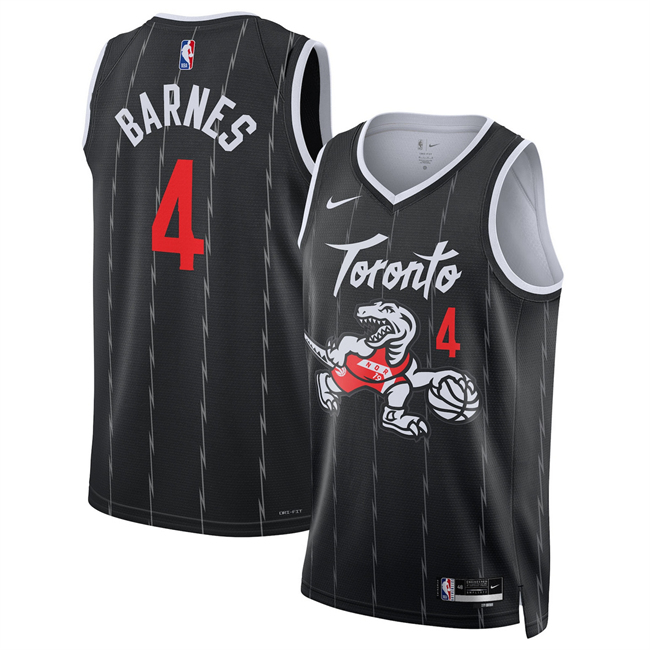 Men's Toronto Raptors #4 Scottie Barnes 2025-26 City Edition Stitched Jersey Black