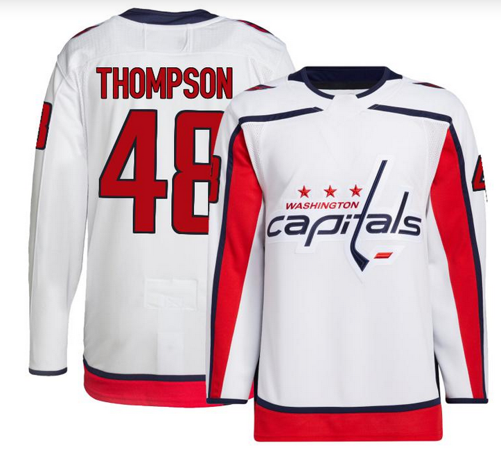 Men's Washington Capitals #48 Logan Thompson Authentic White Away Jersey
