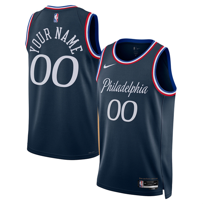 Men's Philadelphia 76ers Custom Navy 2025-26 City Edition Stitched Jersey