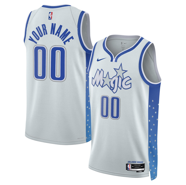 Men's Orlando Magic Custom Silver 2025-26 City Edition Stitched Basketball Jersey