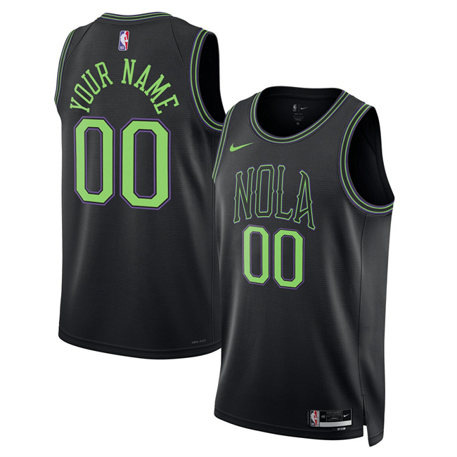 Men's New Orleans Pelicans Custom Black 2025-26 City Ediiton Stitched Basketball Jersey
