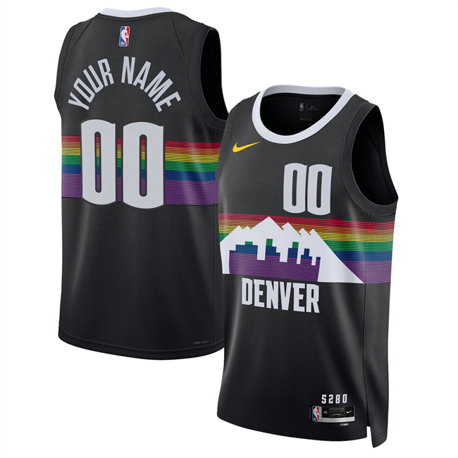 Men's Denver Nuggets Custom Black 2025-26 City Edition Stitched Basketball Jersey