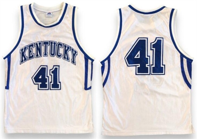 Men's Kentucky Wildcats #41 Mark Pope White Stitched NCAA Basketball Jersey