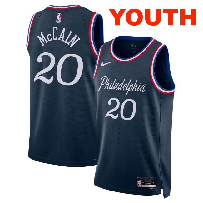 Youth Philadelphia 76ers #20 Jared McCain Navy 2025-26 City Edition Swingman Stitched Jersey