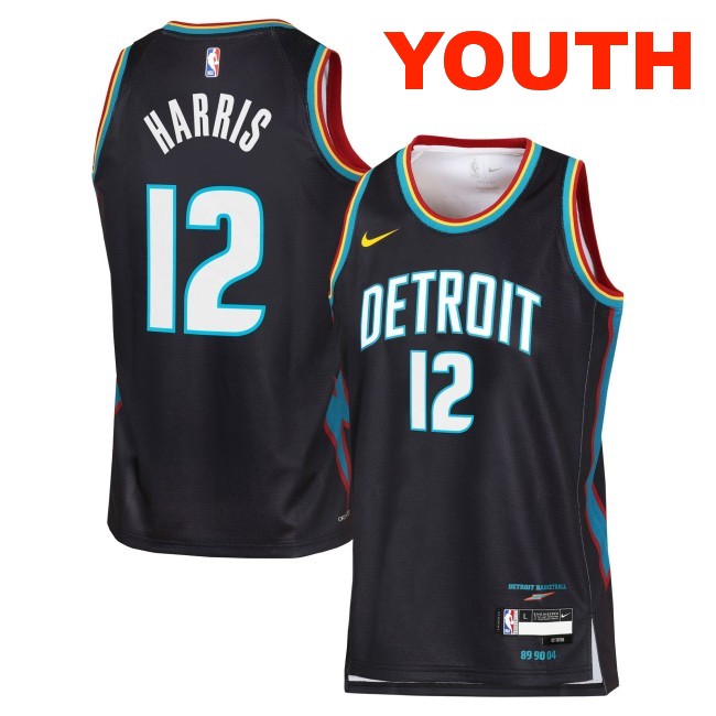 Youth Detroit Pistons #12 Tobias Harris Black 2025-26 City Edition Swingman Stitched Jersey