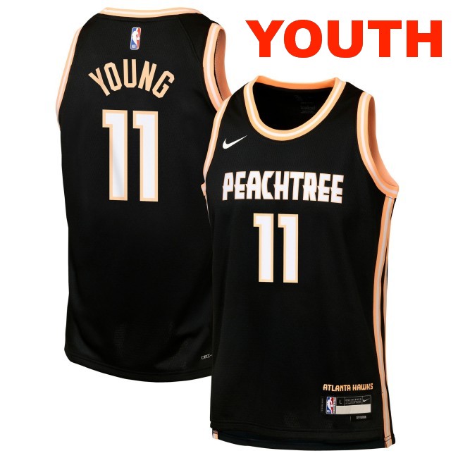 Youth Atlanta Hawks #11 Trae Young Black Nike 2025-26 City Edition Swingman Stitched Jersey