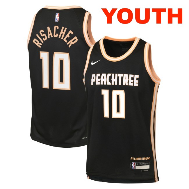 Youth Atlanta Hawks #10 Zaccharie Risacher Black 2025-26 City Edition Swingman Stitched Jersey
