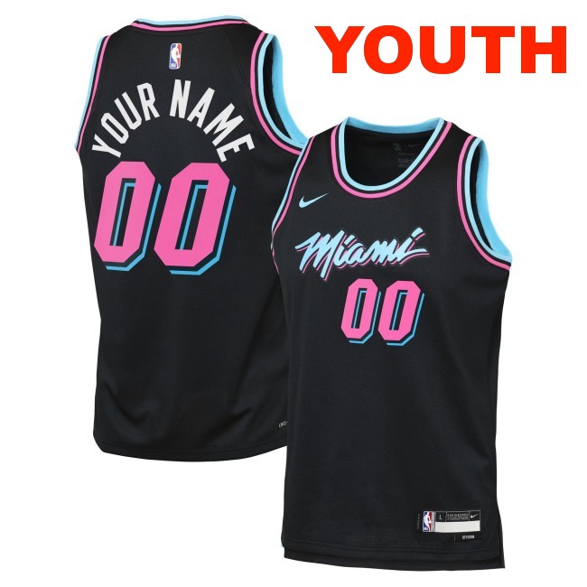 Youth Miami Heat Custom Nike Black 2025-26 City Edition Swingman Stitched Jersey