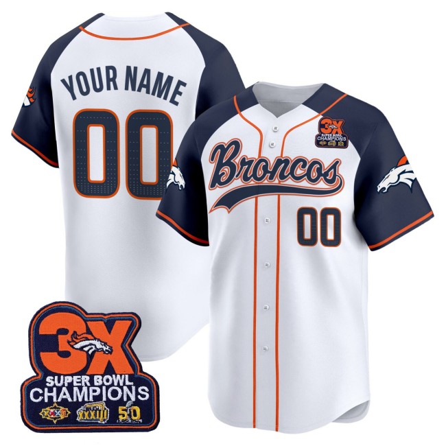 Nike Denver Broncos Baseball Custom Navy Alternate 3X-SBC Patch 2025 Limited Stitched Jersey
