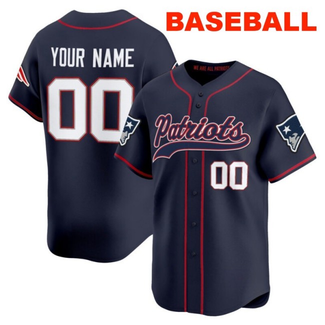 New England Patriots Baseball Custom Navy 2025 Nike Limited Stitched Jersey