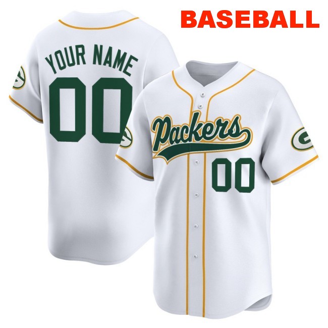 Nike Green Bay Packers Custom Baseball 2025 Limited Stitched Jersey White