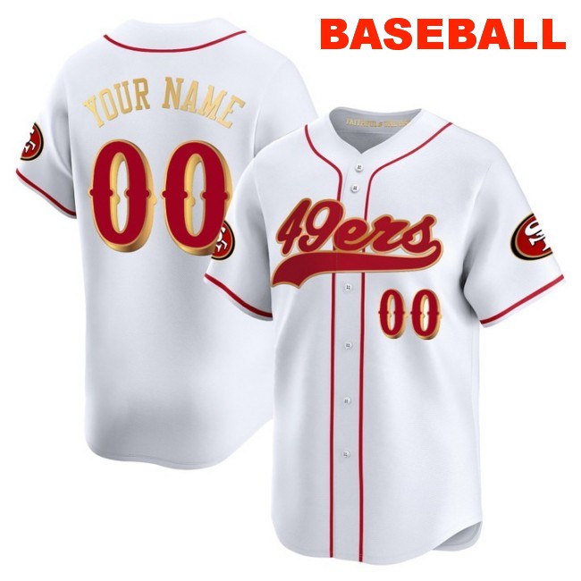 Nike San Francisco 49ers Custom Baseball 2025 “Rivalries” White Gold Vapor Limited Stitched Jersey