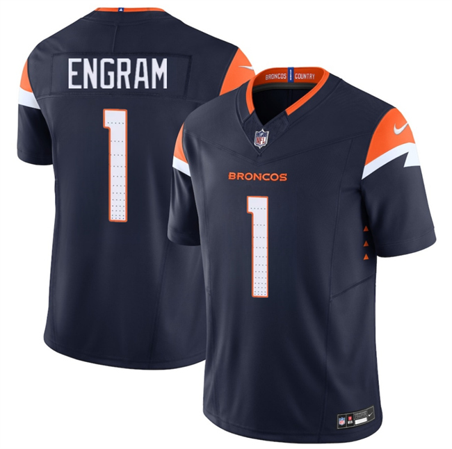 Men's Denver Broncos #1 Evan Engram Navy F.U.S.E. Vapor Limited Stitched Football Jersey