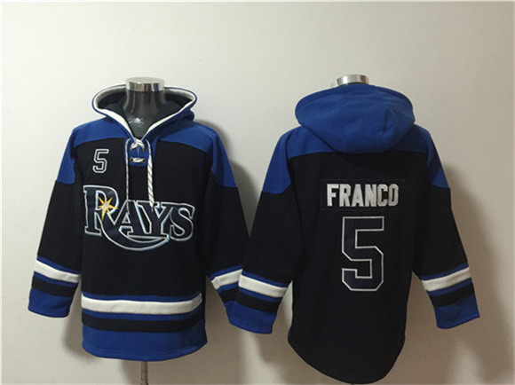 Men's Tampa Bay Rays Active Player Custom Black Blue Lace-Up Pullover Hoodie