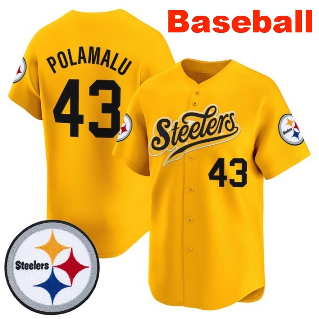 Men's Pittsburgh Steelers #43 Troy Polamalu Baseball 2025 Nike Limited V3 Stitched Jersey Gold