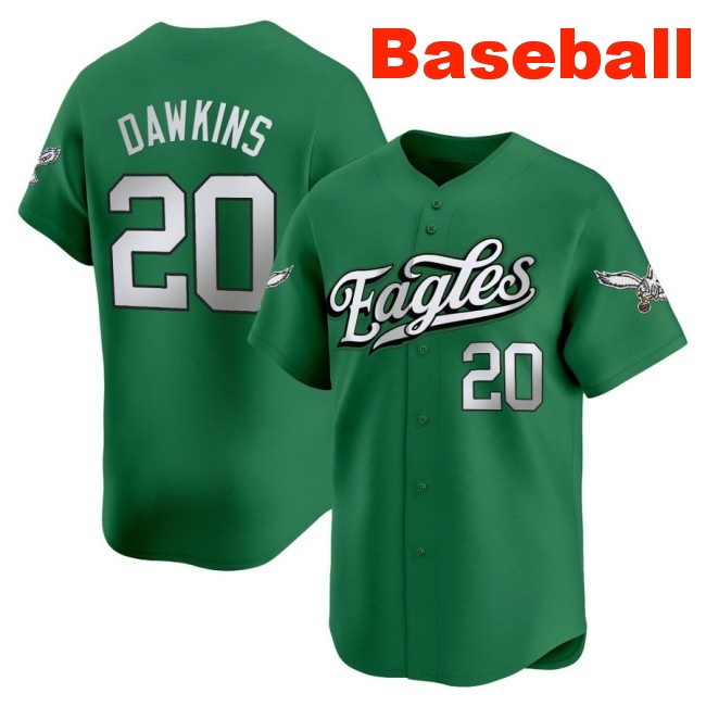 Men's Philadelphia Eagles #20 Brian Dawkins Baseball 2025 Nike Limited V2 Stitched Jersey Kelly Green