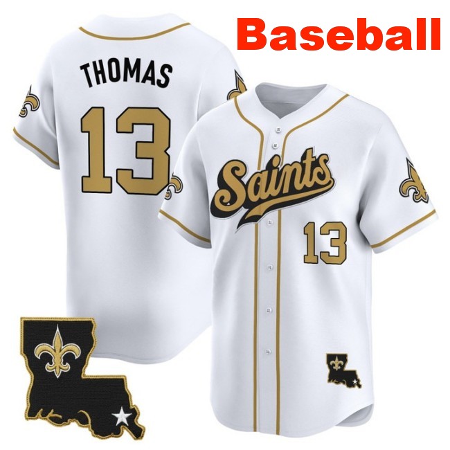 Men's New Orleans Saints #13 Michael Thomas Baseball 2025 Nike Limited Stitched Jersey White
