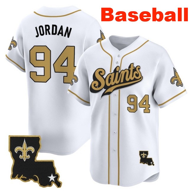 Men's New Orleans Saints #94 Cameron Jordan Baseball 2025 Nike Limited Stitched Jersey White