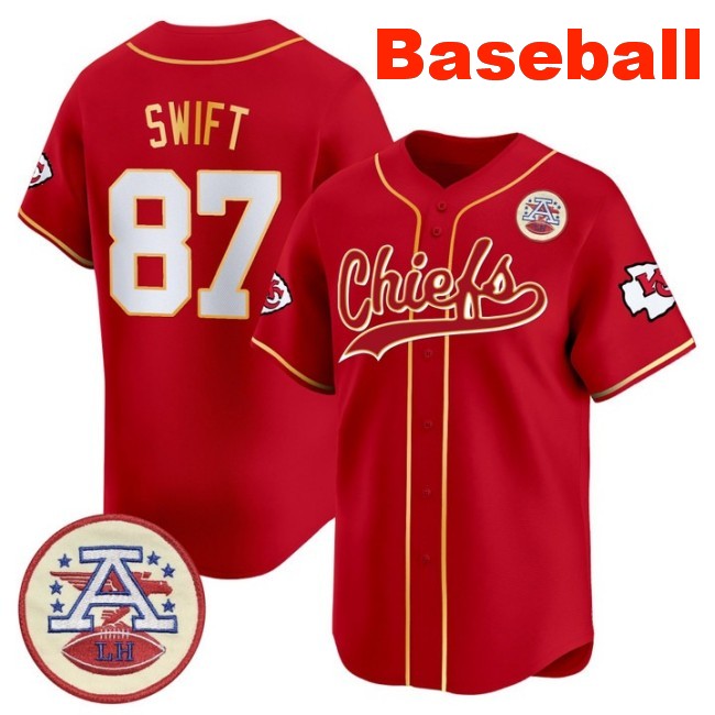 Men's Kansas City Chiefs #87 Taylor Swift Baseball 2025 Nike Limited Stitched Jersey Red