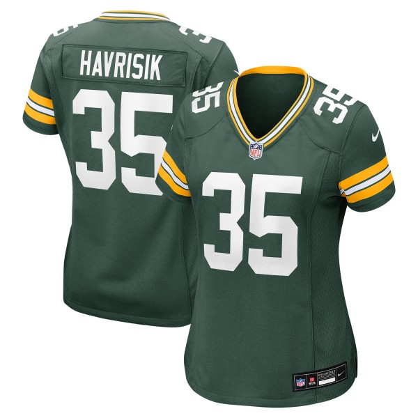 Women's Green Bay Packers #35 Lucas Havrisik Nike Green Team Stitched Game Jersey