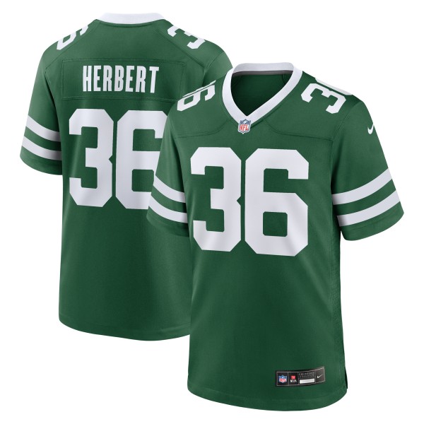 Men's New York Jets #36 Khalil Herbert Nike Legacy Green Team Stitched Game Jersey
