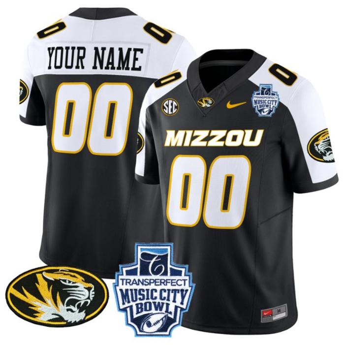 Nike Missouri Tigers 2024 Music City Bowl Vapor Limited Custom Stitched Football Jersey Black Alternate