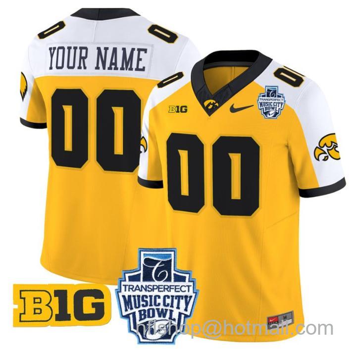 Nike Iowa Hawkeyes 2024 Music City Bowl Patch FUSE Limited Football Stitched Custom Jersey Gold Alternate