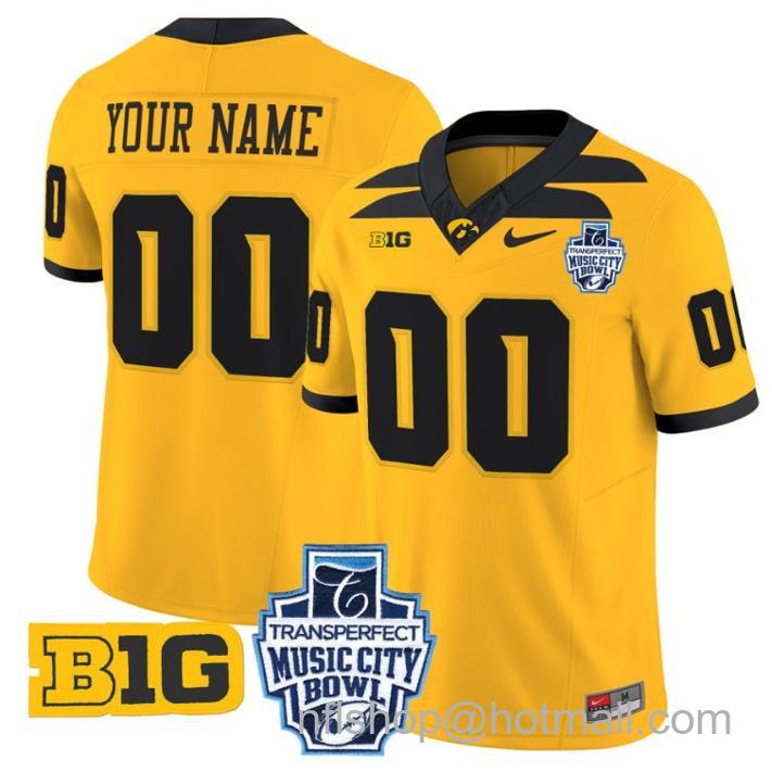 Nike Iowa Hawkeyes 2024 Music City Bowl Patch FUSE Limited Football Stitched Custom Jersey Gold