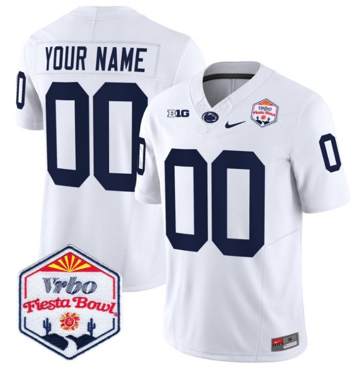 Nike Penn State Nittany Lions 2024 The Fiesta Bowl Patch Vapor Limited Custom Stitched Football Jersey White