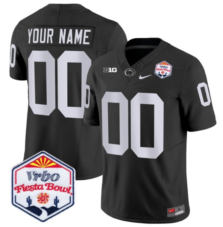 Nike Penn State Nittany Lions 2024 The Fiesta Bowl Patch Vapor Limited Custom Stitched Football Jersey Style Black