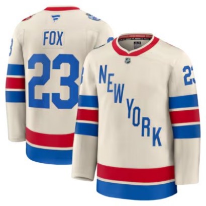 Men's New York Rangers #23 Adam Fox Beige 2026 Winter Classic Premium Stitched Jersey