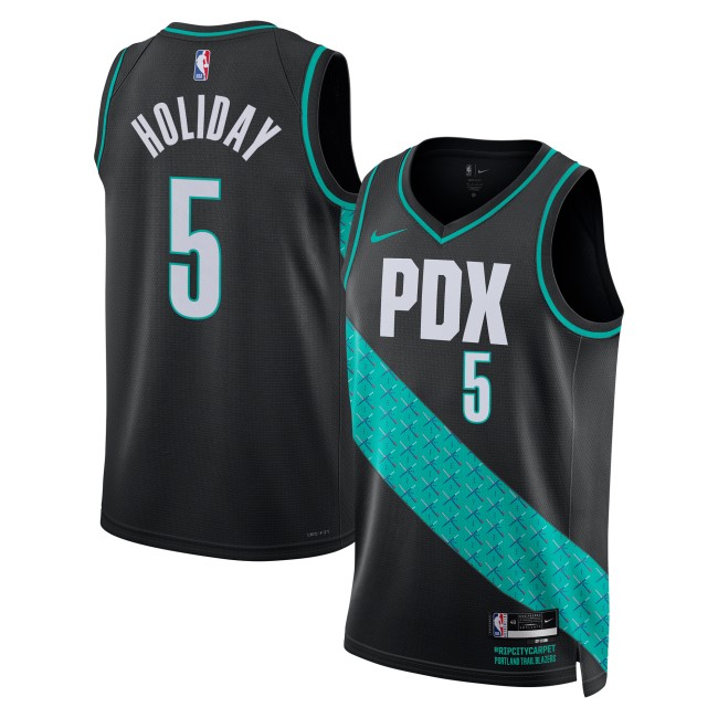 Men's Portland Trail Blazers #5 Jrue Holiday Black 2025-26 City Edition Swingman Stitched Jersey