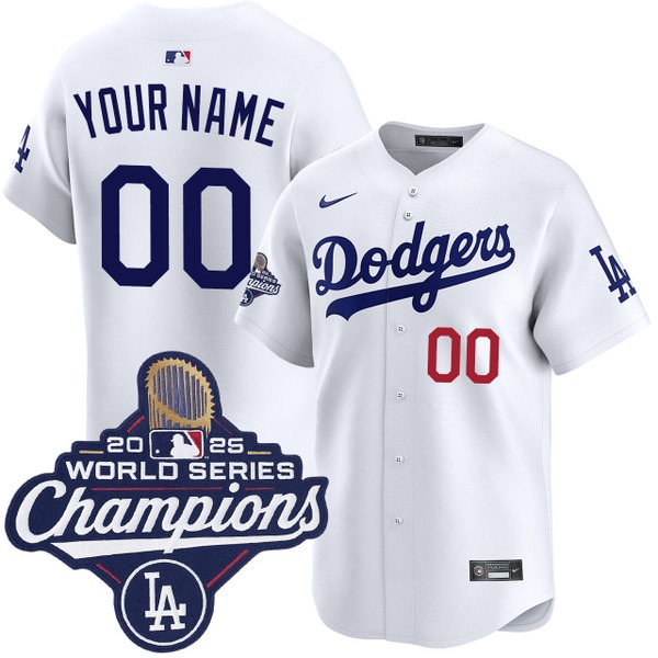 Men's Los Angeles Dodgers Custom Nike Home Limited 2025 World Series Champions Jersey