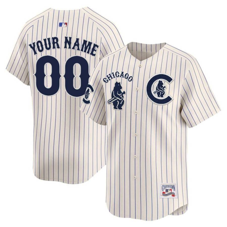 Men’s Chicago Cubs Active Player Custom Cream Pinstripe Special Vapor Premier Limited Stitched Jersey